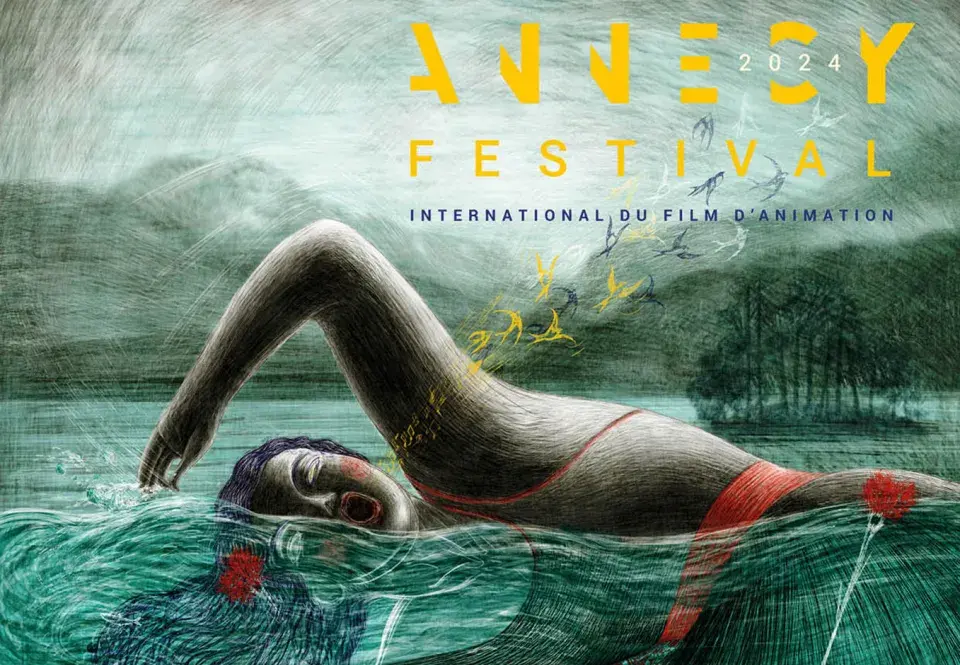 Affiche du Festival international du film d'animation d'Annecy du 9 au 15 juin 2024