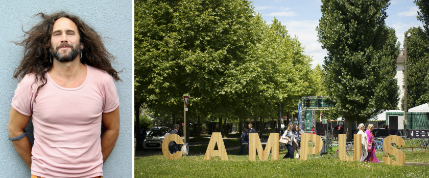 Photo d'Áron Gauder et du Campus Mifa