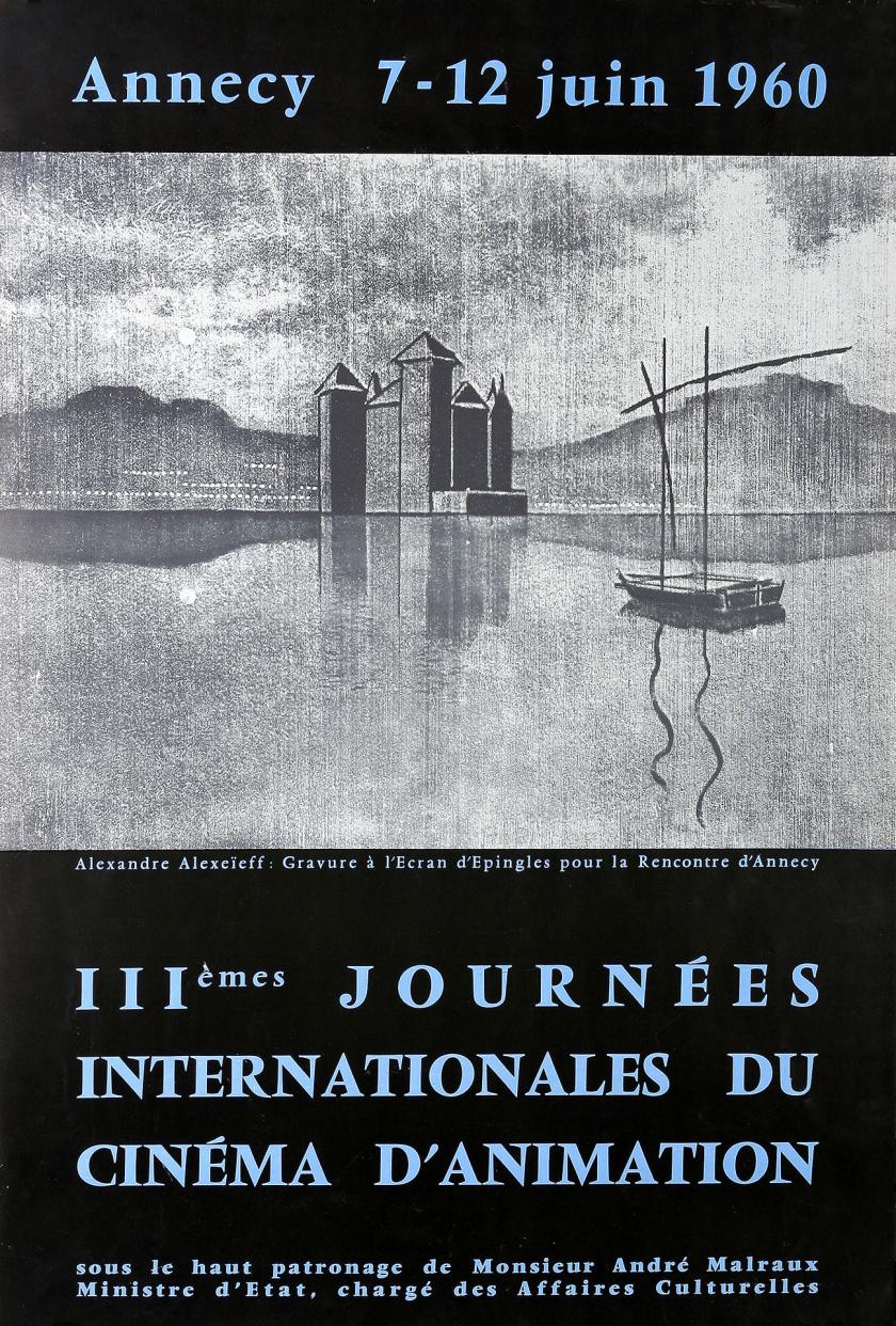 Affiche des 3e journées internationales du cinéma d'animation à Annecy du 7 au 12 juin 1960