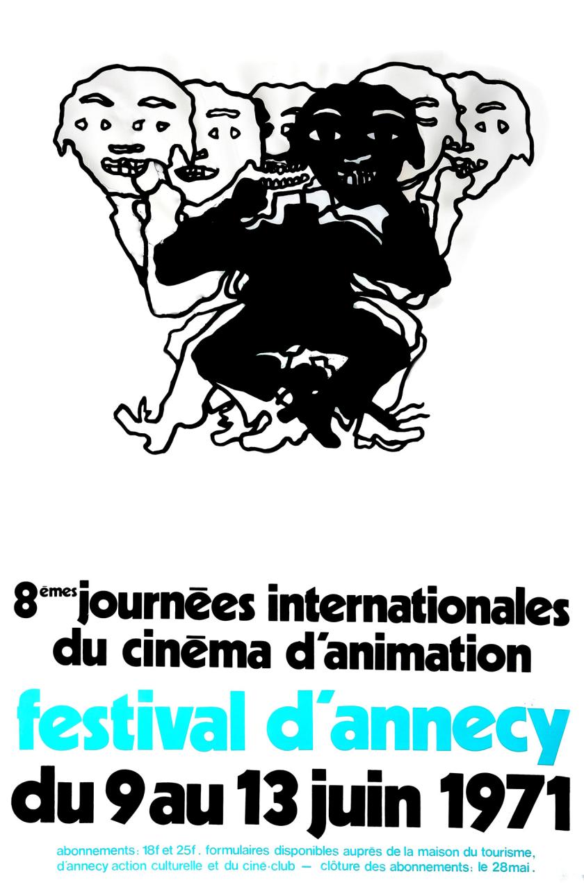 Affiche bis des 8e journées internationales du cinéma d'animation à Annecy du 9 au 13 juin 1971