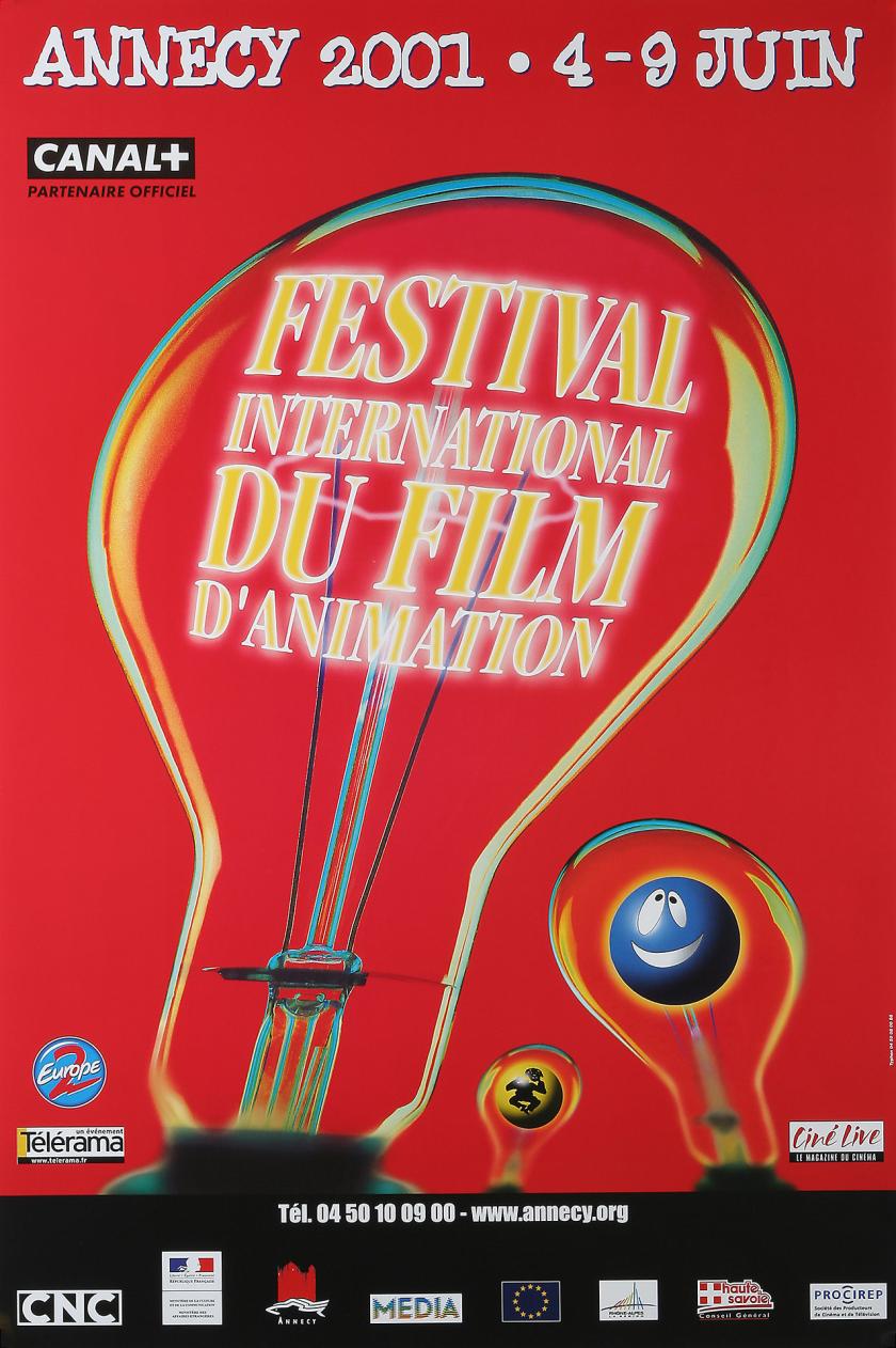 Affiche du festival international du film d'animation d'Annecy du 4 au 9 juin 2001