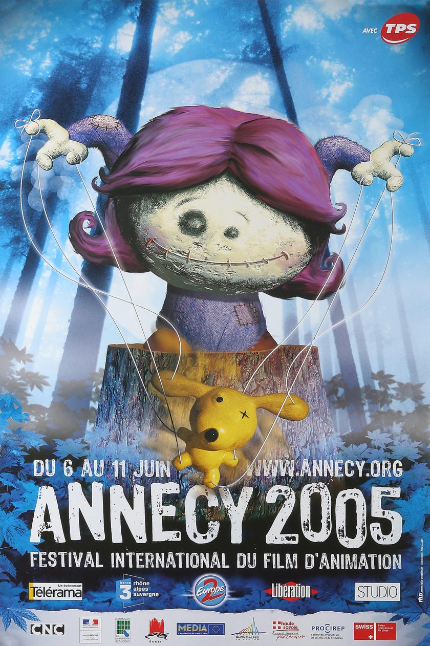 Affiche du festival international du film d'animation d'Annecy du 6 au 11 juin 2005