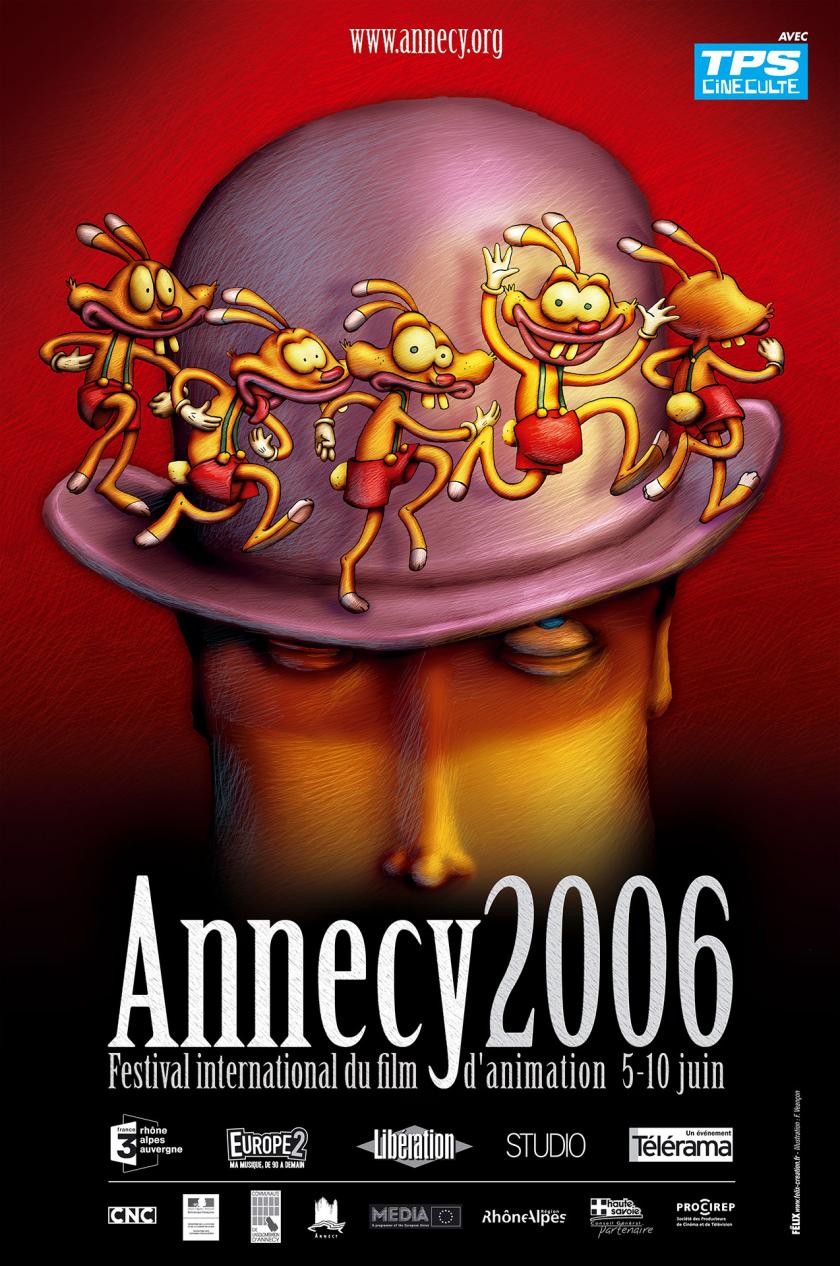 Affiche du festival international du film d'animation d'Annecy du 5 au 10 juin 2006