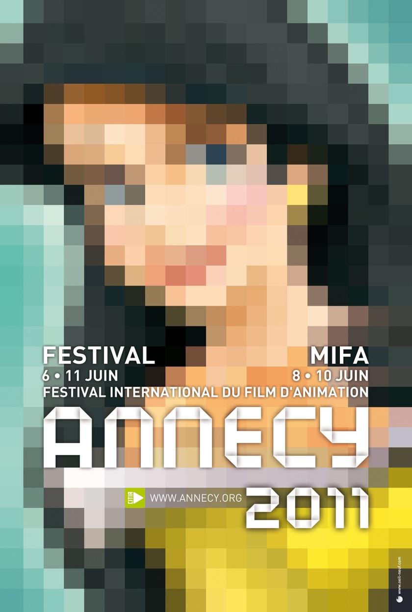 Affiche du festival international du film d'animation d'Annecy du 6 au 11 juin 2011