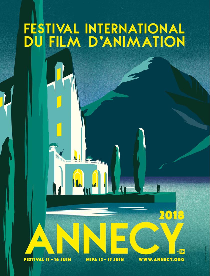 Affiche du festival international du film d'animation d'Annecy du 6 au 11 juin 2018